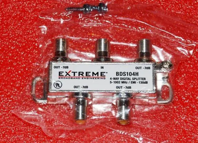 Main image of Extreme Broadband BDS104H 4-Way HD Digital High Performance Coax Cable Splitter
