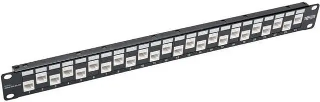 Alt view image 5 of 8 - 24-PORT 1U RACK-MOUNT CAT6A/CAT6/CAT5E OFFSET FEED-THROUGH PATCH PANEL WITH CABL