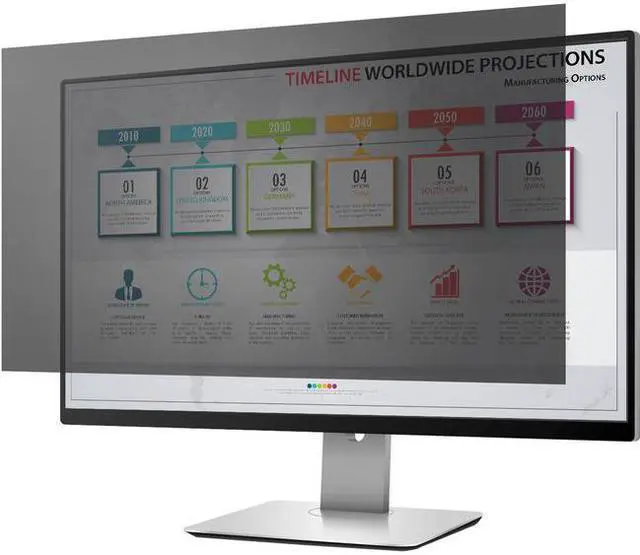 Alt view image 4 of 8 - Rocstor PrivacyView™ Premium Privacy Filter for 24" Widescreen Monitor - For 24" Monitor / Display - 16:9 Aspect Ratio - Glossy / Matte - Unframed - Compatible with PF240W9B - TAA