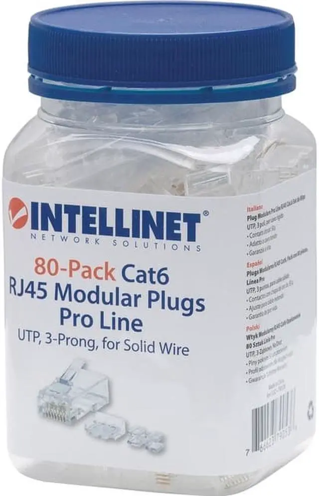 Alt view image 4 of 8 - INTELLINET 790536 CAT-6 3-Prong Mod Plugs, 80 pk