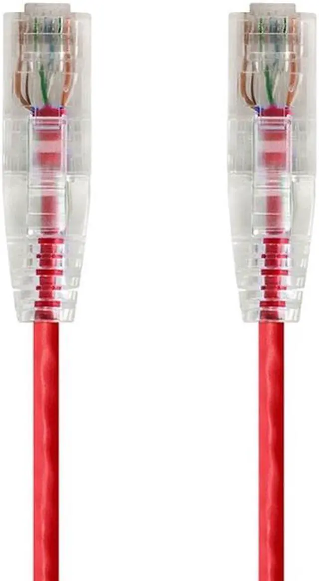 Alt view image 3 of 15 - Monoprice Cat6 Ethernet Patch Cable - 5 feet - Red | Snagless RJ45 Stranded 550MHz UTP CMR Riser Rated Pure Bare Copper Wire 28AWG - SlimRun Series