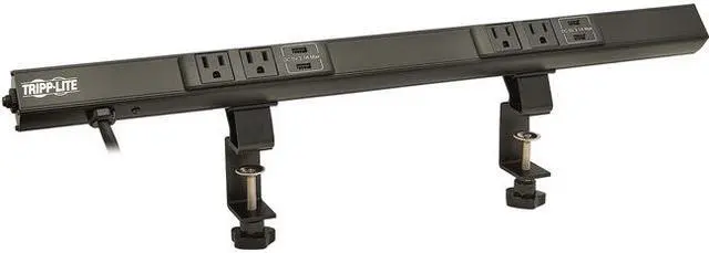 Alt view image 6 of 13 - Tripp Lite - PSC240410USBB - Tripp Lite Power Strip 4-Outlet w 4-Port USB Charging 5-15R 10ft Cord 24in - NEMA 5-15P - 4