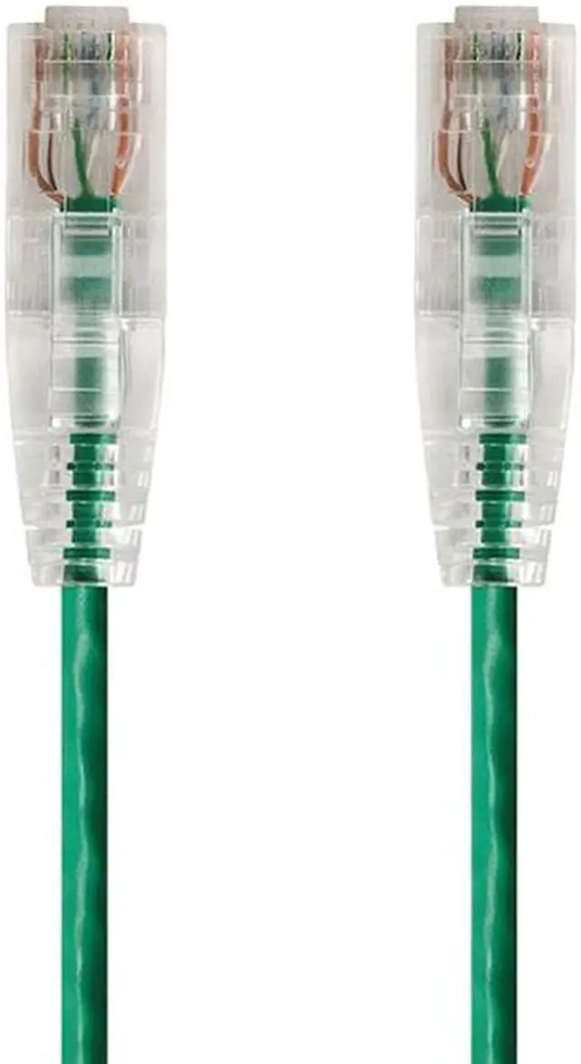 Alt view image 3 of 11 - Monoprice Cat6 Ethernet Patch Cable - 3 feet - Green | Snagless RJ45 Stranded 550MHz UTP CMR Riser Rated Pure Bare Copper Wire 28AWG - SlimRun Series