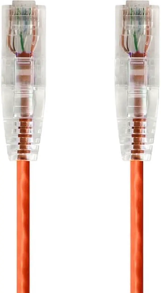Alt view image 5 of 13 - Monoprice Cat6 Ethernet Patch Cable - 7 feet - Orange | Snagless RJ45 Stranded 550MHz UTP CMR Riser Rated Pure Bare Copper Wire 28AWG - SlimRun Series