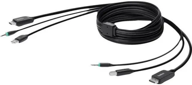 Alt view image 2 of 14 - Belkin 10ft Secure DisplayPort + USB A/B +Audio KVM Combo Cable F1D9019B10T