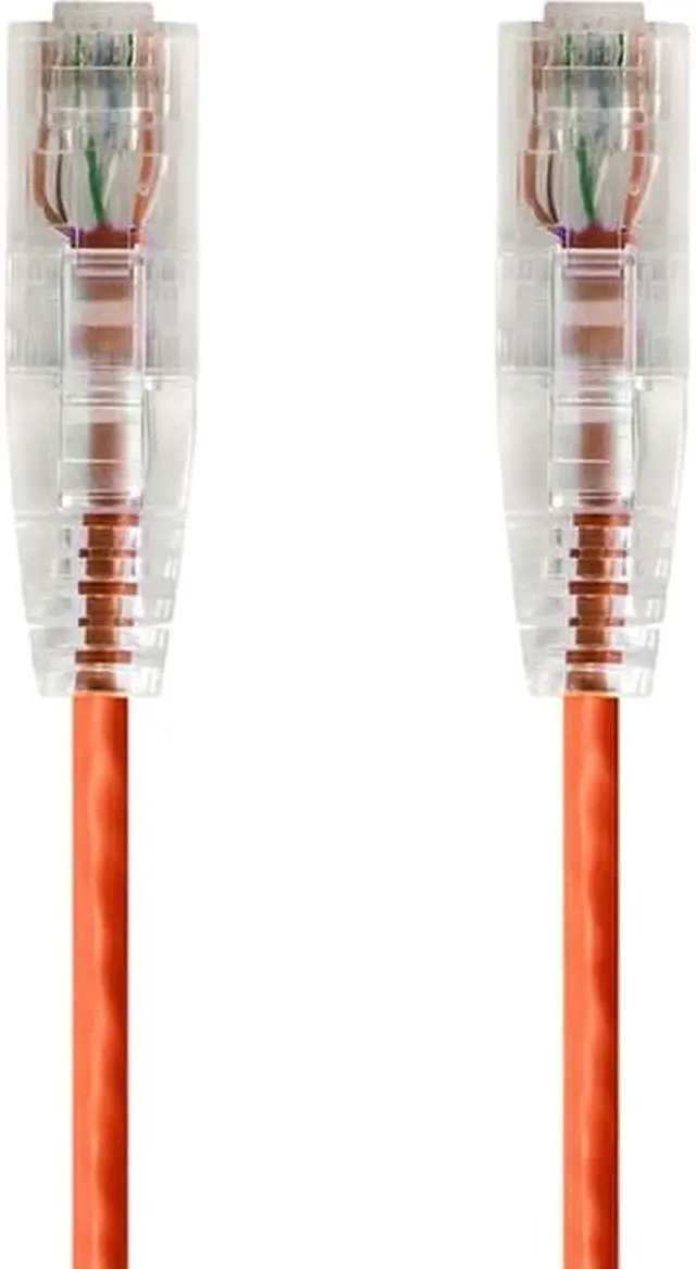 Alt view image 2 of 16 - Monoprice Cat6 Ethernet Patch Cable - 1 feet - Orange | Snagless RJ45 Stranded 550MHz UTP CMR Riser Rated Pure Bare Copper Wire 28AWG - SlimRun Series