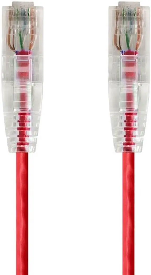 Alt view image 5 of 14 - Monoprice Cat6 Ethernet Patch Cable - 10 feet - Red | Snagless RJ45 Stranded 550MHz UTP CMR Riser Rated Pure Bare Copper Wire 28AWG - SlimRun Series