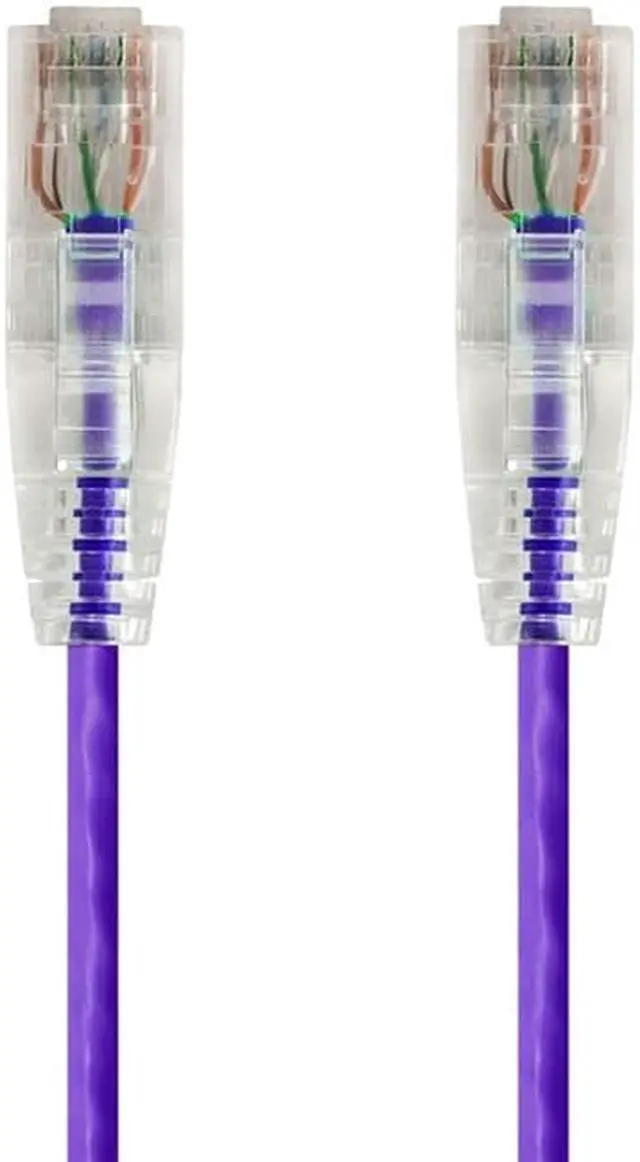Alt view image 4 of 14 - Monoprice Cat6 Ethernet Patch Cable - 14 feet - Purple, Snagless RJ45 Stranded 550MHz UTP CMR Riser Rated Pure Bare Copper Wire 28AWG - SlimRun Series