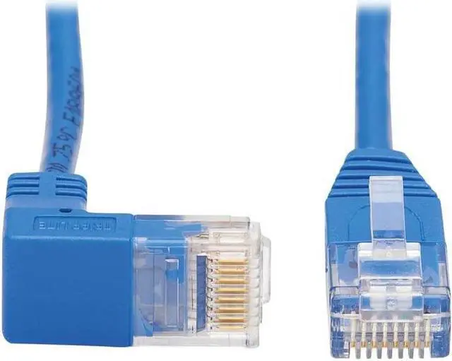 Main image of TRIPP LITE N204-S10-BL-DN 10 ft. Cat 6 Blue Down-Angle Gigabit Molded Slim UTP Ethernet Cable (RJ45 Right-Angle Down M to RJ45 M)