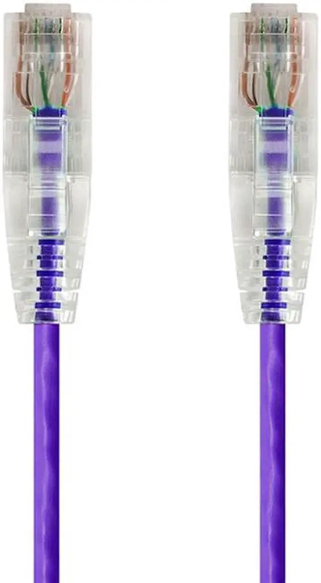 Alt view image 4 of 7 - Monoprice Cat6 Ethernet Patch Cable - 7 Feet - Purple | Snagless RJ45 Stranded 550MHz UTP CMR Riser Rated Pure Bare Copper Wire 28AWG - SlimRun Series