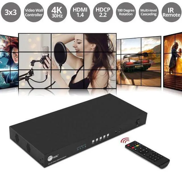 Main image of SIIG AC CEH26F11S1 3x3 4K Video Wall Processor with USBC DP VGA HDMI Input