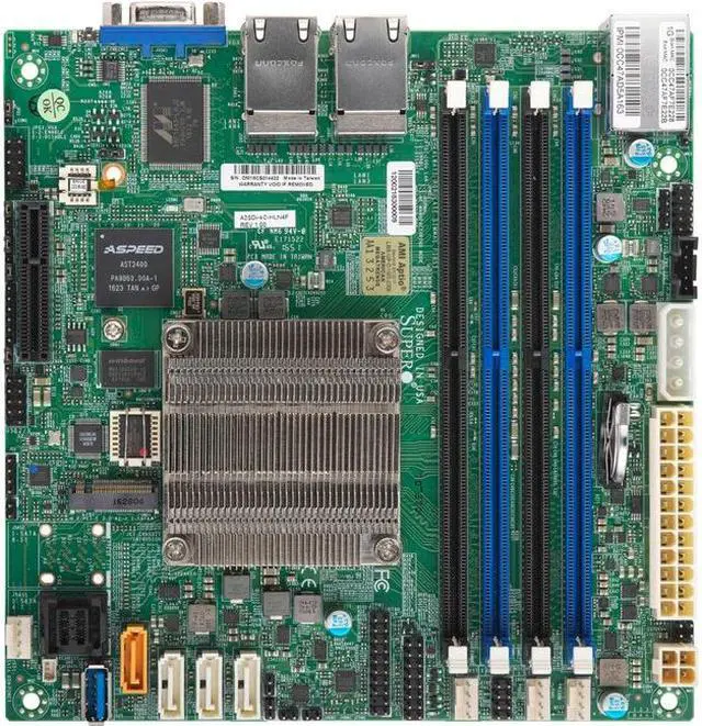 Main image of Supermicro Motherboard MBD-A2SDI-4C-HLN4F-B Intel Atom Mini-ITX PCI Express SATA USB Brown Box