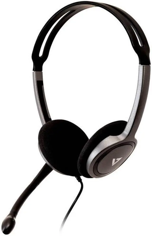 Alt view image 2 of 8 - V7 HA212 Lightweight Stereo Headset with Microphone - Black & Grey