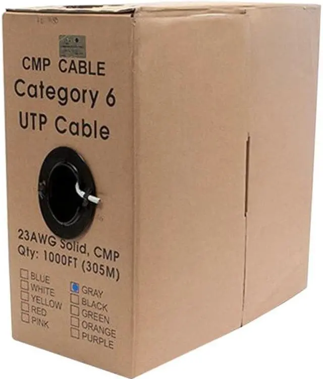 Alt view image 3 of 9 - Monoprice Cat6 Ethernet Bulk Cable - 1000 Feet - Gray | Network Internet Cord - Solid, 550Mhz, UTP, CMP, Plenum, Pure Bare Copper Wire, 23AWG, No Logo