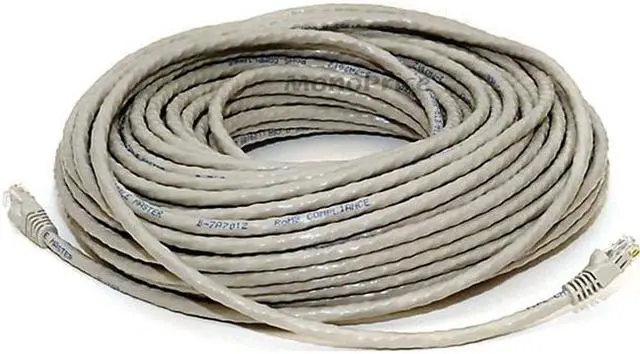 Alt view image 4 of 5 - Monoprice Cat6 Ethernet Patch Cable - Network Internet Cord - RJ45, Stranded, 550Mhz, UTP, Pure Bare Copper Wire, Crossover, 24AWG, 100ft, Gray