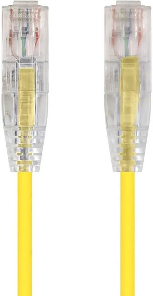 Alt view image 6 of 7 - Monoprice Cat6 Ethernet Patch Cable - 0.5ft - Yellow, Snagless RJ45 Stranded 550MHz UTP CMR Riser Rated Pure Bare Copper Wire 28AWG - SlimRun Series