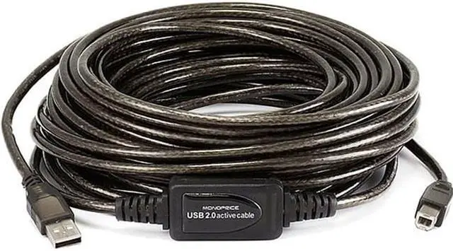 Alt view image 6 of 11 - Monoprice USB 2.0 Cable - 49 Feet - Black | USB Type-A to USB Type- B, Active, 28/24AWG