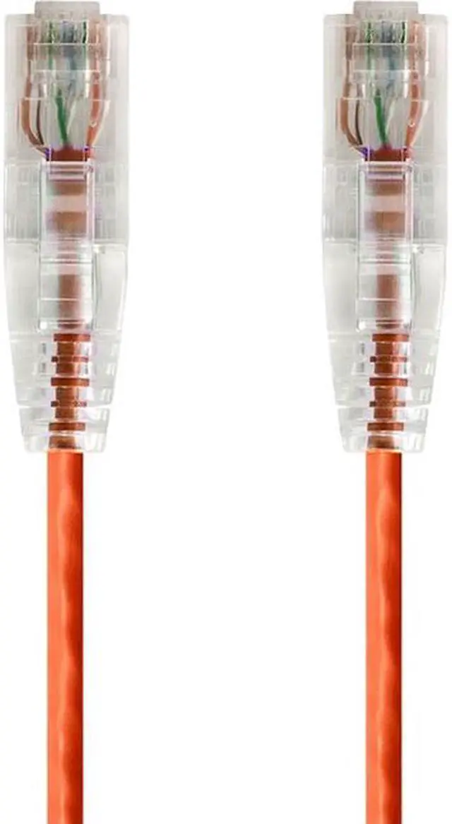 Alt view image 5 of 15 - Monoprice Cat6 Ethernet Patch Cable - 14 Feet - Orange | Snagless RJ45 Stranded 550MHz UTP CMR Riser Rated Pure Bare Copper Wire 28AWG - SlimRun Series