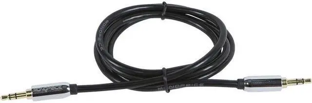 Main image of Monoprice 109764 3-Feet 3.5mm Stereo Male to 3.5mm Stereo Male Gold Plated Cable for Mobile, Black