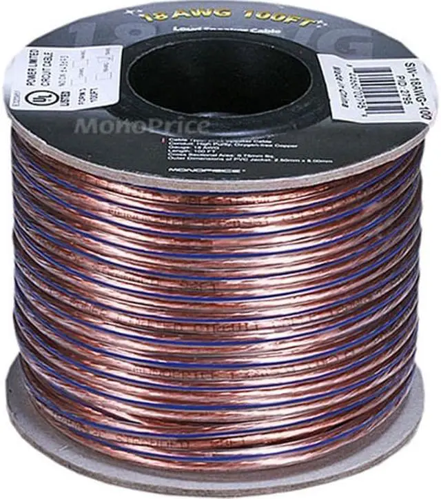 Alt view image 4 of 7 - Monoprice 100ft 18AWG Enhanced Loud Oxygen-Free Copper Speaker Wire Cable