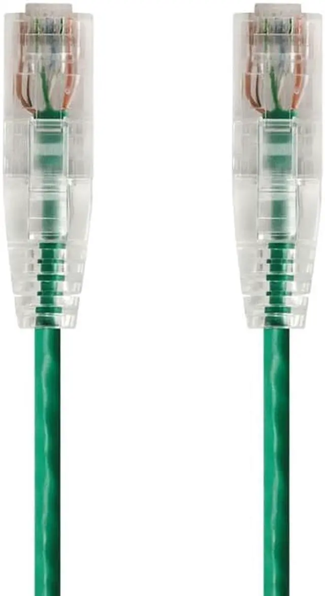 Alt view image 2 of 7 - Monoprice Cat6 Ethernet Patch Cable - 0.5ft - Green, Snagless RJ45 Stranded 550MHz UTP CMR Riser Rated Pure Bare Copper Wire 28AWG - SlimRun Series