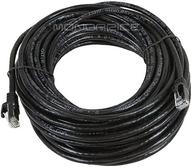 Alt view image 5 of 13 - Monoprice Cat6 Ethernet Patch Cable - 50 Feet - Black | Network Internet Cord - RJ45, Stranded, 550Mhz, UTP, Pure Bare Copper Wire, 24AWG - Flexboot Series