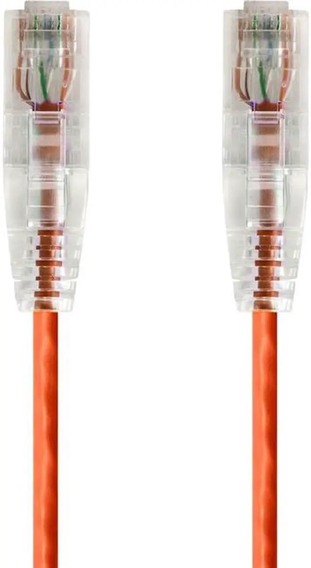 Alt view image 2 of 7 - Monoprice Cat6 Ethernet Patch Cable - 0.5ft - Orange, Snagless RJ45 Stranded 550MHz UTP CMR Riser Rated Pure Bare Copper Wire 28AWG - SlimRun Series