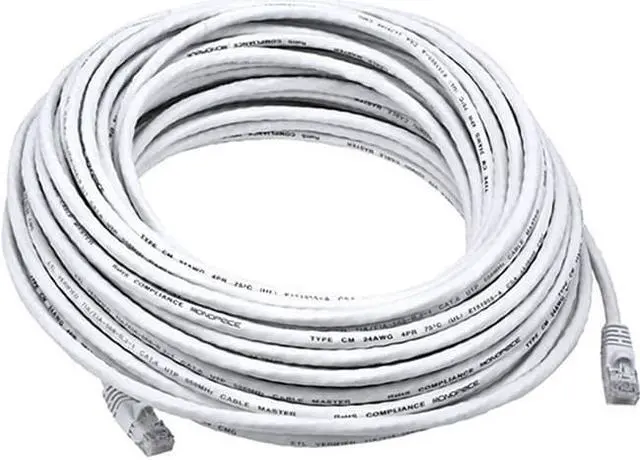 Alt view image 4 of 14 - Monoprice Cat6 Ethernet Patch Cable - 75 Feet - White | Network Internet Cord - RJ45, Stranded, 550Mhz, UTP, Pure Bare Copper Wire, 24AWG