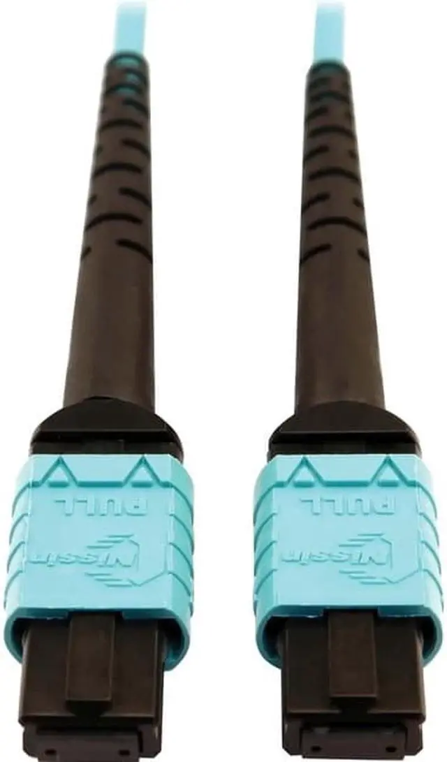 Alt view image 5 of 14 - Tripp Lite 10m 400G Multimode 50/125 OM4 Fiber Optic Cable, Aqua N846D10M24AAQ