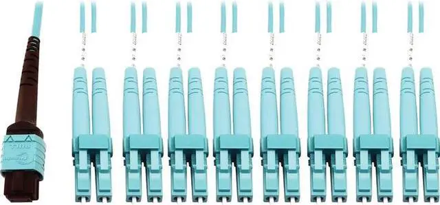Alt view image 5 of 10 - Tripp Lite 3m 400G Multimode 50/125 OM4 Fiber Optic Cable, Aqua N846D05M24CAQ