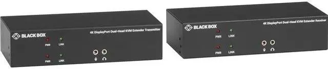 Main image of Black Box KVX Series KVXLCDPF-200 KVM Extender over Fiber - 4K, Dual-Head, DisplayPort, USB 2.0, Serial, Audio, Local Video