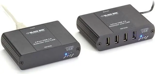 Main image of Black Box EMD100USB Emerald KVM-over-IP Switchable Extender - LAN, 4-Port, 100m