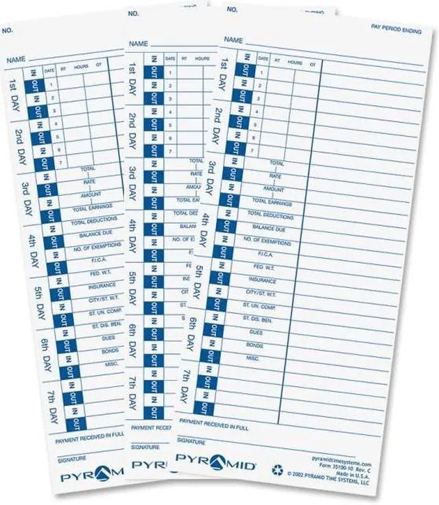 Main image of Pyramid Time Card for Models 3500, 3600SS & 3700