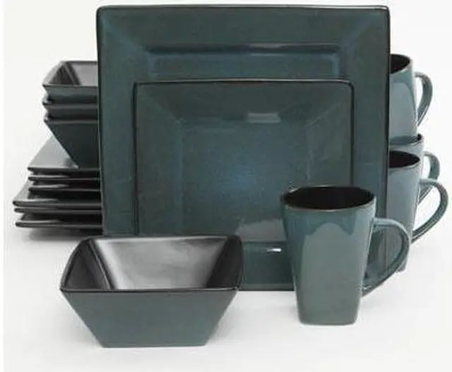 Alt view image 3 of 5 - Gibson Home Elite Kiesling Square 16 Piece Dinnerware Set - Blue