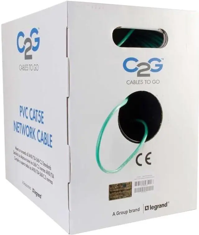 Alt view image 8 of 12 - C2G 43402 Cat5e Bulk Cable - Unshielded Ethernet Network Cable with Stranded Conductors, in-Wall cm-Rated, TAA Compliant, Green (1000 Feet, 304.8 Meters)