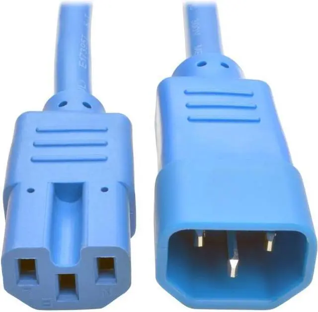 Alt view image 6 of 6 - Tripp Lite Heavy-Duty Computer Power Cord, 15A, 14 AWG (IEC-320-C14 to IEC-320-C15), Blue, 3 ft. (P018-003-ABL)