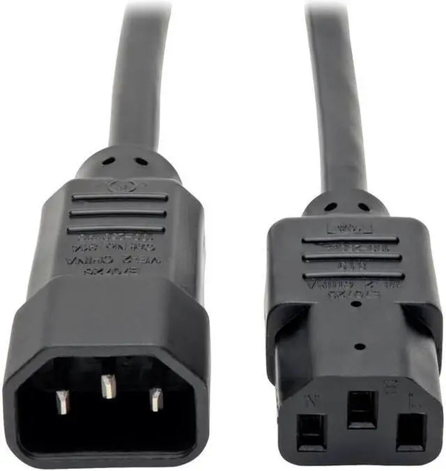 Alt view image 4 of 4 - Tripp Lite Model P004-015 15 ft. Black 18AWG SJT, 10A, 100-250V IEC-320-C14 to IEC-320-C13 Power Cord Male to Female