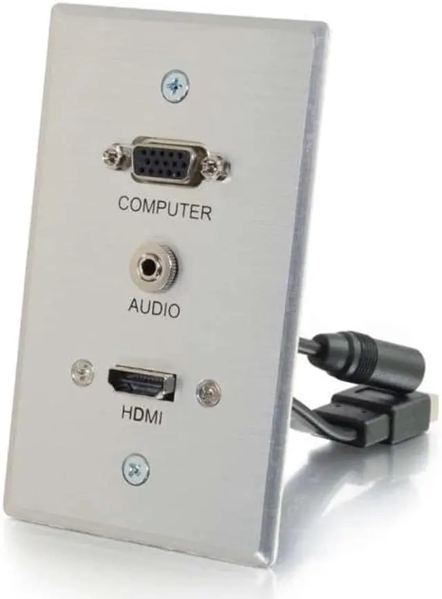 Alt view image 6 of 6 - C2G 60144 HDMI, VGA, 3.5mm Stereo Pass Through Single Gang Wall Plate, Aluminum