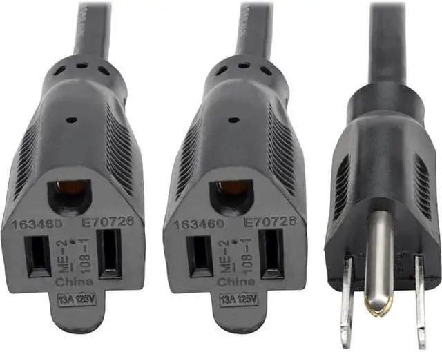 Alt view image 2 of 9 - Tripp Lite 19In Power Cord Extension Y Splitter Cable 5-15P To 5-15R 13A 16Awg 18"