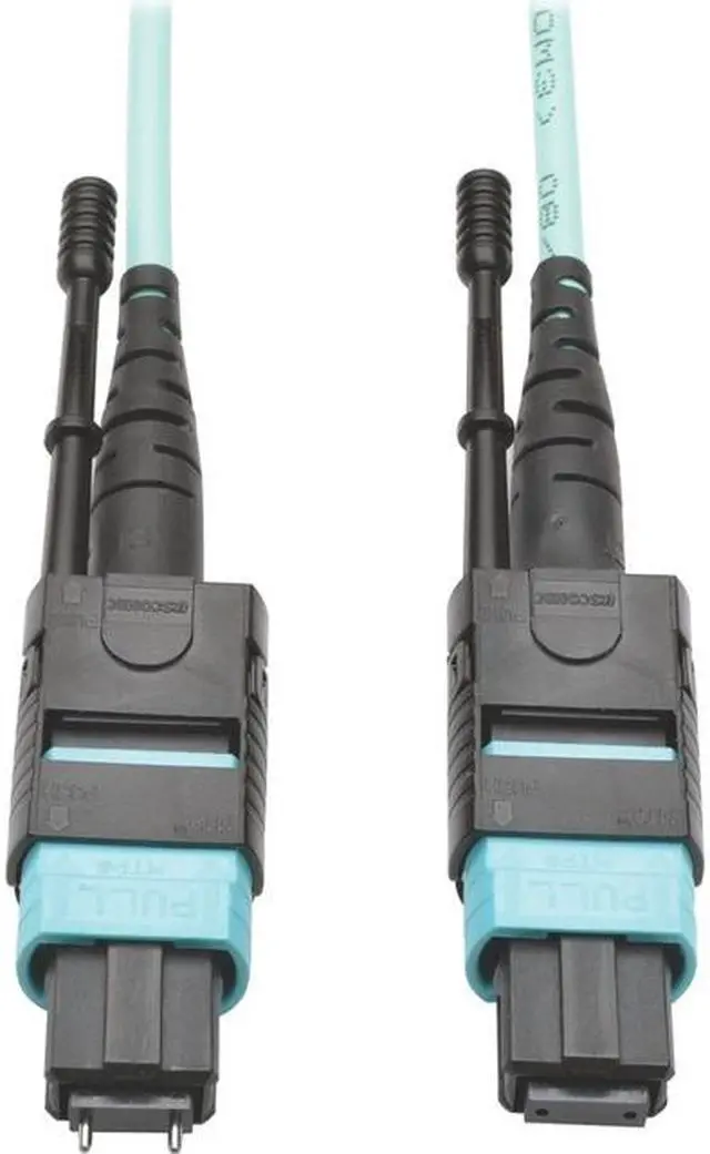 Alt view image 5 of 9 - Tripp Lite N842-05M-12-MF 16 ft. MTP/MPO Multimode Patch Cable, 12 Fiber, 40 GbE, 40 GBASE-SR4, OM3 Plenum-Rated (M/F), Aqua, 5 m (16 ft.)