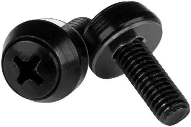 Main image of StarTech.com M6 x 12mm - Screws - 100 Pack, Black - M6 Mounting Screws for Server Rack & Cabinet - Mounting Screw - 0.47" - Steel - Black - 1 Pack