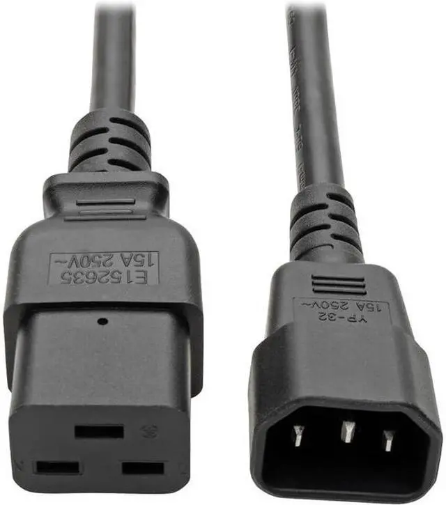 Main image of TRIPP LITE P047-002 Power Cord, C19 to C14 - Heavy Duty, 15A, 250V, 14 AWG, 2 ft., Black
