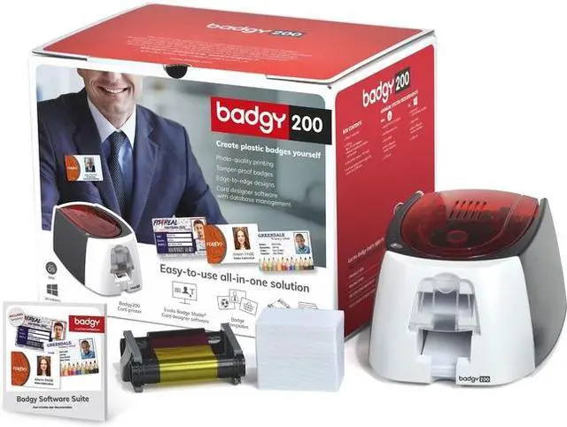 Alt view image 3 of 5 - Badgy Single Sided Dye Sublimation/thermal Transfer Printer - Color - Card Print - 100 Card Feeder,