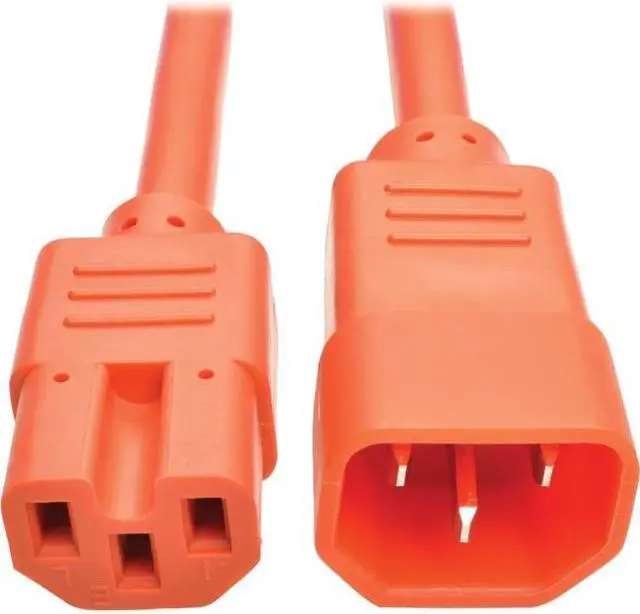 Alt view image 5 of 5 - Tripp Lite Heavy-Duty Computer Power Cord, 15A, 14 AWG (IEC-320-C14 to IEC-320-C15), Orange, 6 ft. (P018-006-AOR)