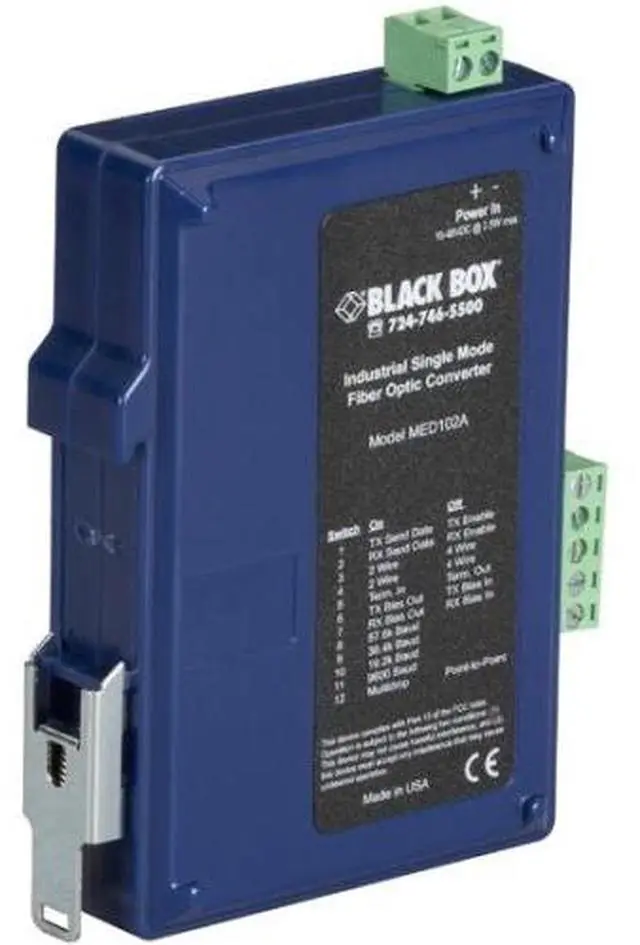 Main image of Black Box Async RS232/422/485 Extender Over Fiber - Terminal Block to Singlemode SC - MED102A