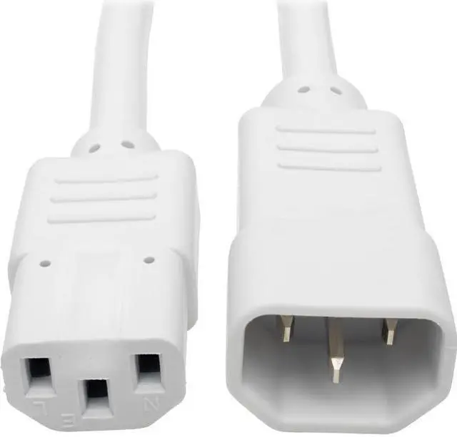 Alt view image 6 of 6 - Tripp Lite Heavy-Duty Power Extension Cord, 15A, 14 AWG (IEC-320-C14 to IEC-320-C13), White, 3 ft. (P005-003-AWH)
