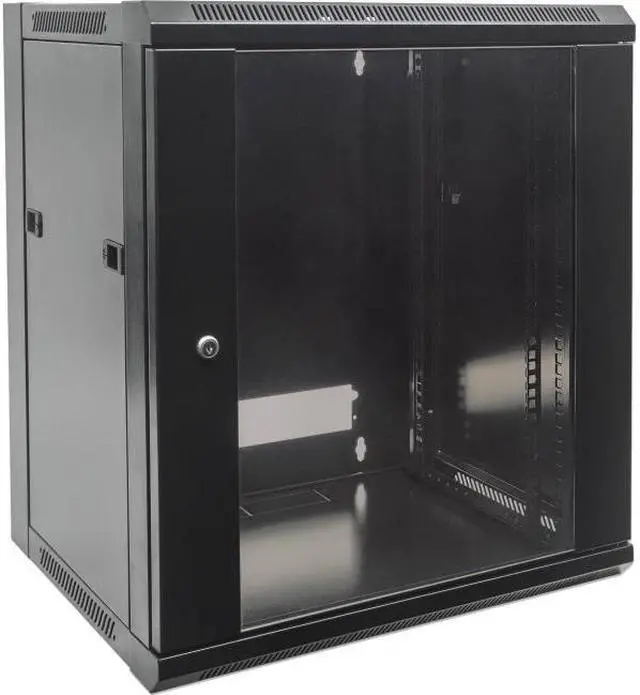 Alt view image 7 of 15 - Intellinet 19" Wallmount Cabinet, 6U, 450 mm (17.7 in.) Depth, Flat Pack, Black - OEM