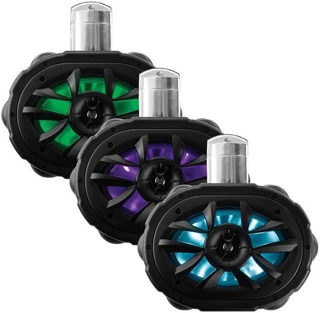 Alt view image 4 of 20 - Boss Audio MRWT69RGB 6 X 9 600-Watt 4-Way Marine Wake Tower Speaker With Rgb Led Lights