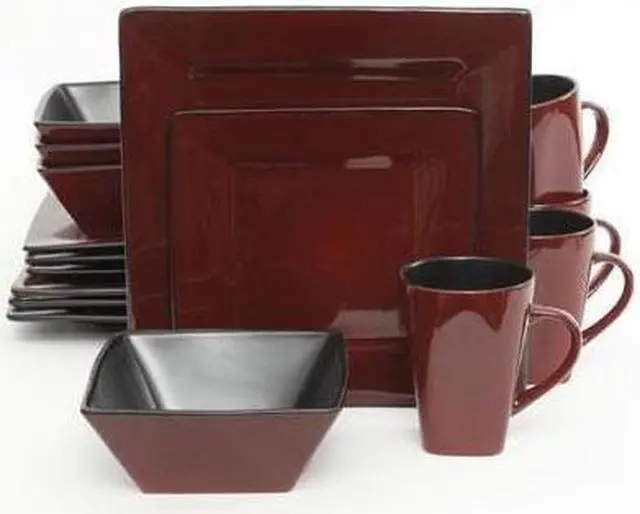 Alt view image 6 of 6 - Gibson Elite Kiesling Stoneware 16-Piece Dinnerware Set, Red 107278.16
