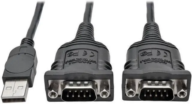 Alt view image 10 of 10 - Tripp Lite 6ft 2-Port USB to DB9/ RS 232 Serial Adapter FTDI, COM Retention